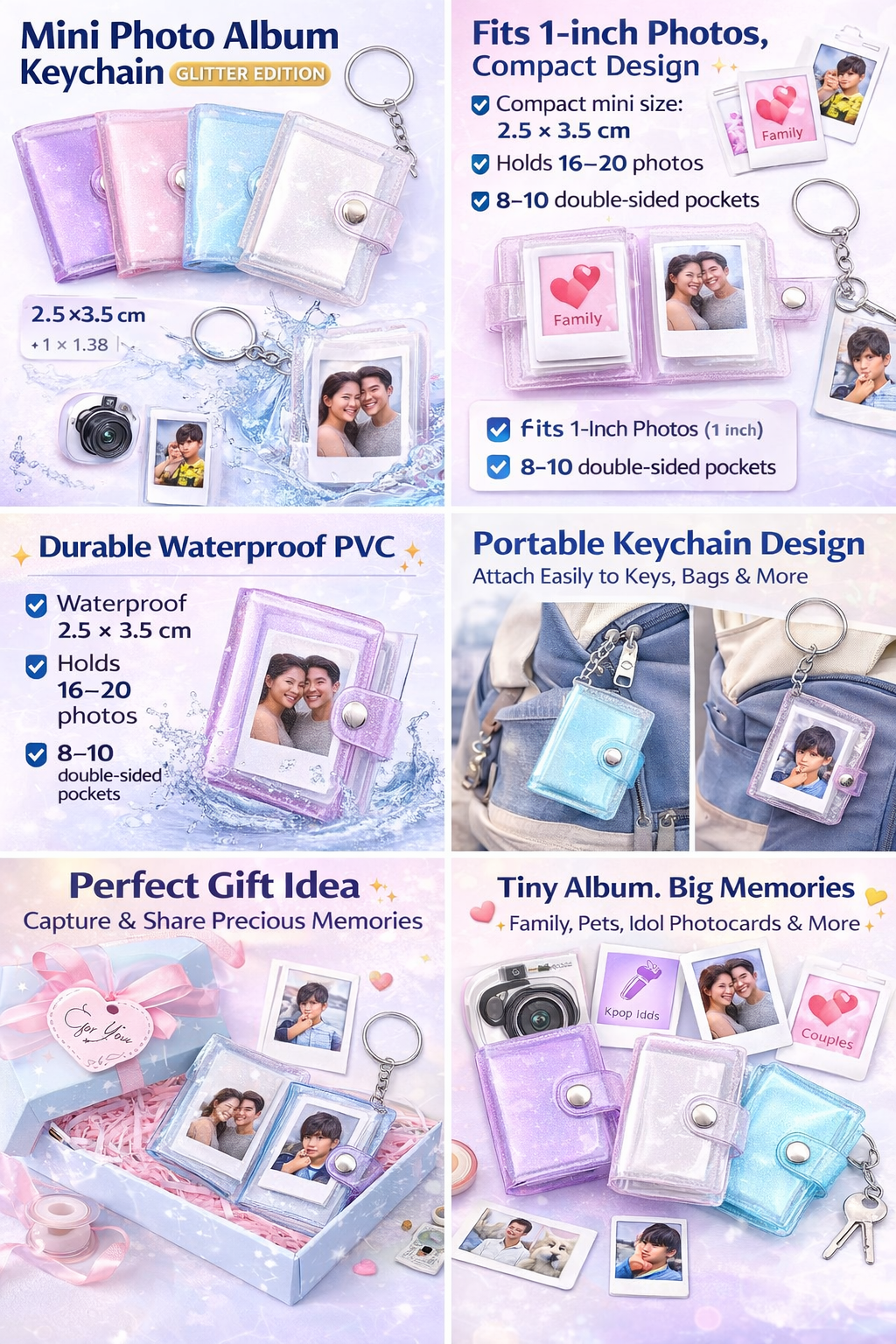 4 Pcs Mini Photo Album Keychain