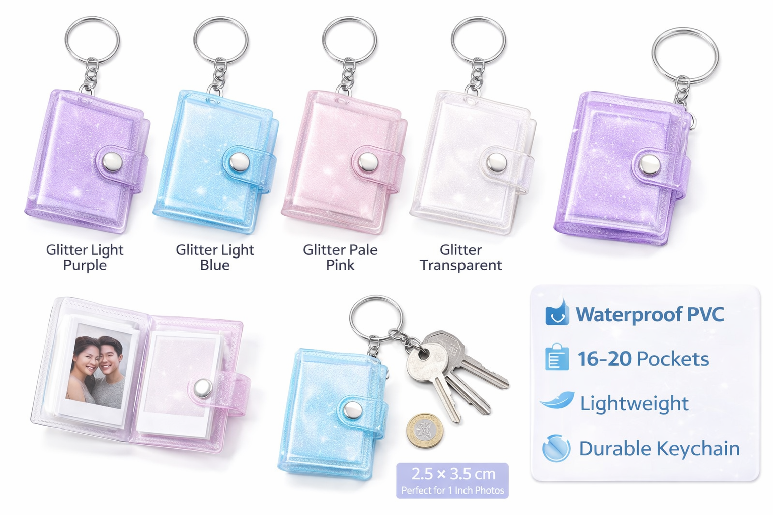 4 Pcs Mini Photo Album Keychain